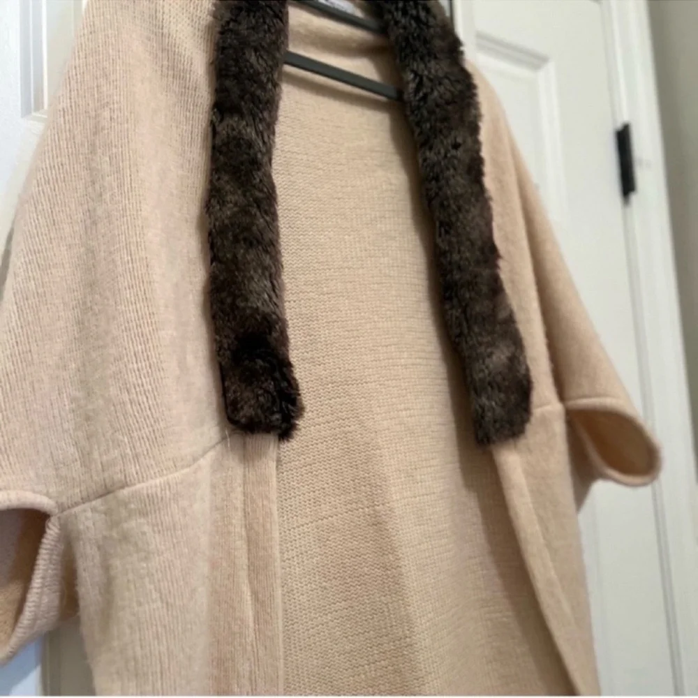 Anthropologie Mad Style 100% Acrylic fur lined open front sweater shrug cardigan